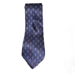 Zylos Gold Men's Silk Tie Blue & Gold Geometric Pattern Made in USA